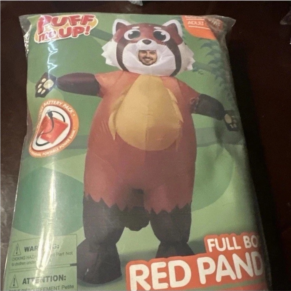 Red Panda adult inflatable Costume OS fits most